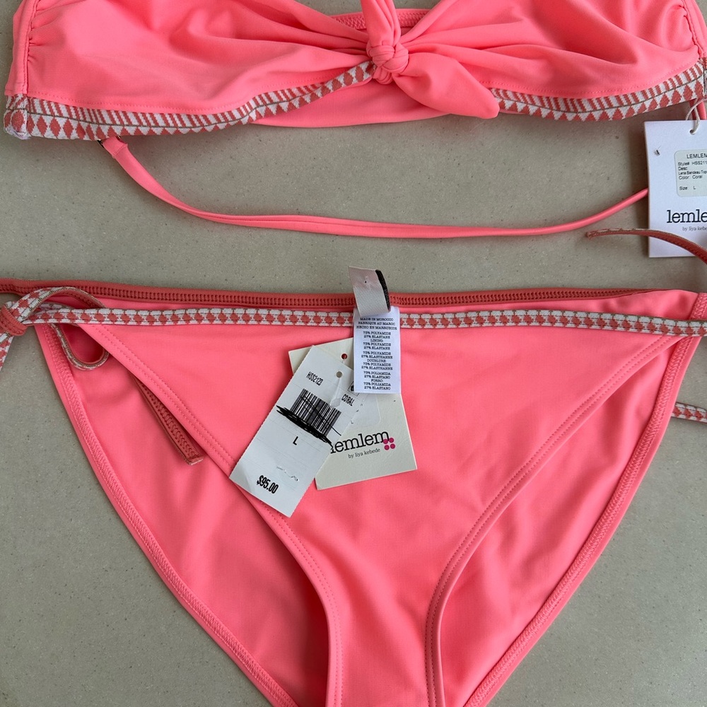 $95 Lemlem Coral Bikini Set Size Large